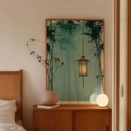 Japanese Lantern Poster, Bamboo Wall Art, Zen Print - thumbnail 2