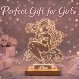 Personalised Mermaid Night Light For Girls - Custom Name Led Lamp Kids Bedroom Decor - thumbnail 3