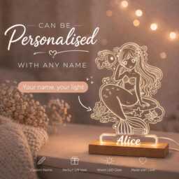 Personalised Mermaid Night Light For Girls - Custom Name Led Lamp Kids Bedroom Decor - thumbnail 2