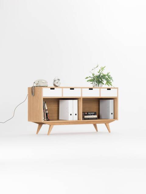 Kuub - Wooden Filing Cabinet With 4 White Drawers Ideal For Organized Office Storage - image 1