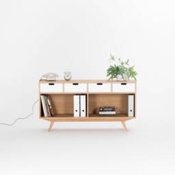 Kuub - Wooden Filing Cabinet With 4 White Drawers Ideal For Organized Office Storage - thumbnail 2