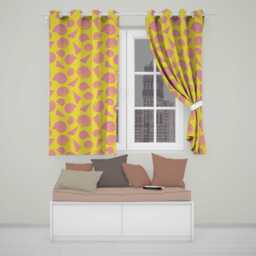 Minimal Sea Shells Yellow Pink Background Seamless Pattern Readymade Eyelet Ring Top Thermal 100% Blackout Curtains - thumbnail 1
