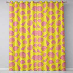 Minimal Sea Shells Yellow Pink Background Seamless Pattern Readymade Eyelet Ring Top Thermal 100% Blackout Curtains - thumbnail 2