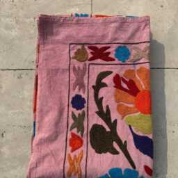 Hand-Embroidered Suzani Quilt - Cotton Folk Textile, Vibrant Bohemian Throw Blanket, Home D??cor Accent - thumbnail 4