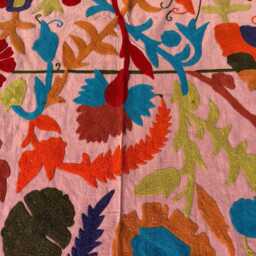 Hand-Embroidered Suzani Quilt - Cotton Folk Textile, Vibrant Bohemian Throw Blanket, Home D??cor Accent - thumbnail 3
