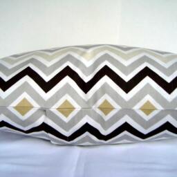 Modern Chevron Lumbar Pillow Cover, Gray Beige Black Stripes Zigzag, 12x20 - thumbnail 3