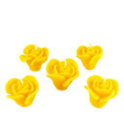 5 Beeswax Candles Rose Set Handmade Golden Yellow 100% Natural -Height cm -Diameter Approx. 6.5 -Burning Time 6H Per Candle - thumbnail 1