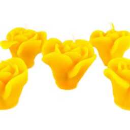 5 Beeswax Candles Rose Set Handmade Golden Yellow 100% Natural -Height cm -Diameter Approx. 6.5 -Burning Time 6H Per Candle - thumbnail 2