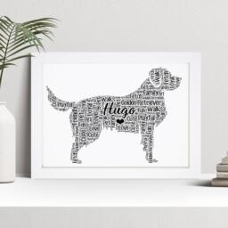 Personalised Golden Retriever Word Art Print, Custom Wall Framed Picture Gift Nl - thumbnail 1