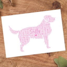 Personalised Golden Retriever Word Art Print, Custom Wall Framed Picture Gift Nl - thumbnail 3