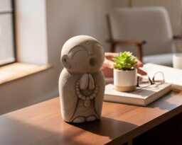 Jizo Buddha 9 Inch/22 cm, Sculpture, Room Decor, House Garden Birthday Gift - thumbnail 1