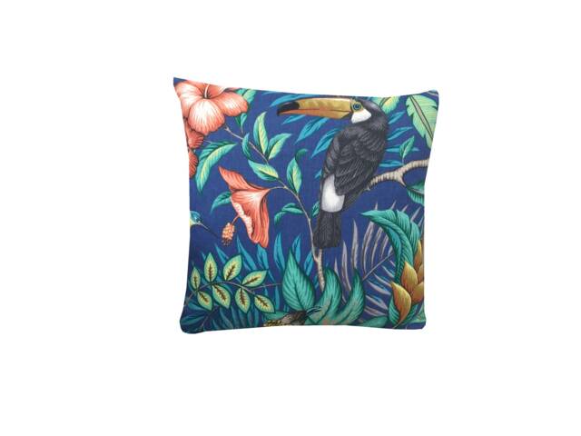 Double Sided Rainforest Animals Throw Pillow Cover Marine Blue Botanical Cushion - image 1