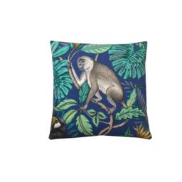 Double Sided Rainforest Animals Throw Pillow Cover Marine Blue Botanical Cushion - thumbnail 3