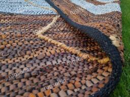 Natural Leather & Jute Area Rug - Stylish Braided For Home Decor Jute Bedroom, Living Room, Office - thumbnail 1