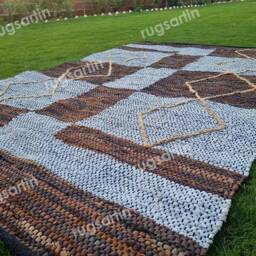 Natural Leather & Jute Area Rug - Stylish Braided For Home Decor Jute Bedroom, Living Room, Office - thumbnail 3