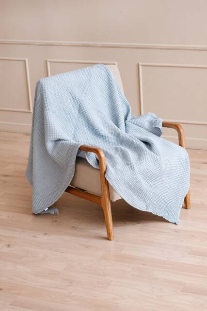 Linen Cotton Waffle Blanket Breathable Bedding Throw - 53x81 Inches - image 1