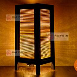Asian Oriental Beige Bamboo Japanese Lamp Zen Bedside Floor Table Paper Light Shades Bedroom Home Decor Living Room - thumbnail 2