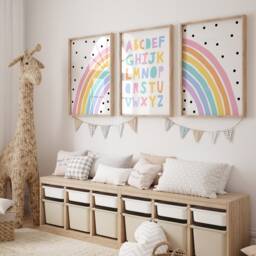 Playroom Prints, Alphabet & Rainbow Set Of 3, Boys Playroom, Girls Bright Colourful Kids Wall Art, Unframed - thumbnail 3