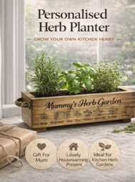 Personalised Wooden Herb Planter - Engraved Kitchen Garden Box - thumbnail 1