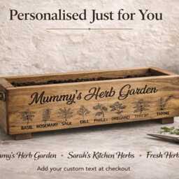 Personalised Wooden Herb Planter - Engraved Kitchen Garden Box - thumbnail 3