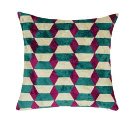 Silk Velvet Ikat Pillow Cover - Blue Fuchsia Covers - thumbnail 3