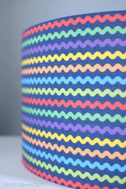 Fabric Lampshade 40cm Rainbow Stripe, Handmade By Vivid Shades, Retro Stylish Geometric Shade Unique Funky & Bright Nursery Kids Adults - image 1
