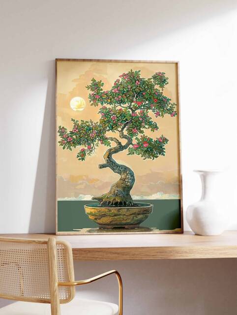 Bonsai Tree Poster, Japanese Print, Floral Traditional Wall Art, Oriental Poster - image 1