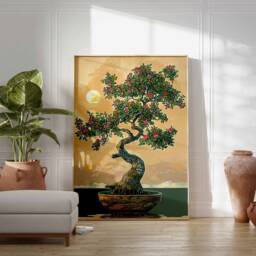 Bonsai Tree Poster, Japanese Print, Floral Traditional Wall Art, Oriental Poster - thumbnail 3