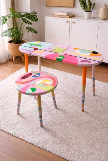 Pink Resin Nesting Coffee Tables Funky Neon Accent Tables - image 1