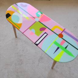Pink Resin Nesting Coffee Tables Funky Neon Accent Tables - thumbnail 4