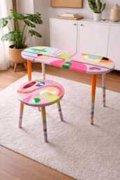 Pink Resin Nesting Coffee Tables Funky Neon Accent Tables - thumbnail 1