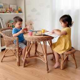 Wicker Table, Children's Toddler's Kids' Playroom Furniture, Kids Room Decor - thumbnail 2