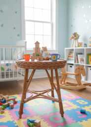 Wicker Table, Children's Toddler's Kids' Playroom Furniture, Kids Room Decor - thumbnail 1