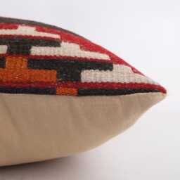 Vintage Turkish Kilim Pillow Cover 18''x18'' Handwoven Wool Cushion - thumbnail 4