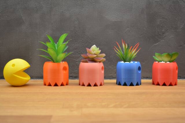 Pac-Man Pots For Succulents Or Cacti - 3D Printed - image 1