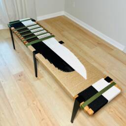 Hand-Woven Entryway Bench Mcm Style End Of Bed & Mudroom Seating - Custom-Made, Multiple Sizes - thumbnail 4