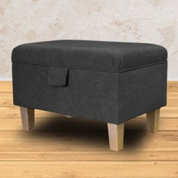 Handmade Grey Storage Ottoman - Luxury Upholstery Fabric Bespoke British Made - thumbnail 4