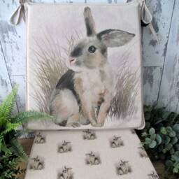 Rabbit Print Reversible Chair Pads, Set Of Tapered Seat Cushions - thumbnail 3