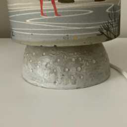 Handmade Pebble-Inspired Table Lamp With Oystercatcher Lampshade - Coastal Nature Rustic Shelf Lighting - thumbnail 2