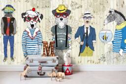3D Cartoon Dog Wall Mural, Peel & Stick Wallpaper - thumbnail 1