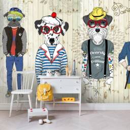 3D Cartoon Dog Wall Mural, Peel & Stick Wallpaper - thumbnail 2