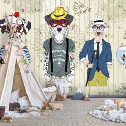 3D Cartoon Dog Wall Mural, Peel & Stick Wallpaper - thumbnail 3