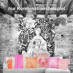 Retro Lounge Cushion 40 X cm - 50 Blush Pink Lotus, 60S 70S Vintage Fabric Floral Cover, Elegant Boho Cover Pink Cream - thumbnail 2