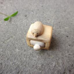 Miniature Wood Hedgehog Jewelry Box Unique Stud Earrings Box - thumbnail 4