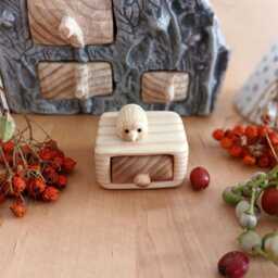 Miniature Wood Hedgehog Jewelry Box Unique Stud Earrings Box - thumbnail 2