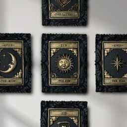 Handcrafted Sun Tarot Card Wall Art - Black Gold Gothic Home Decor - thumbnail 3
