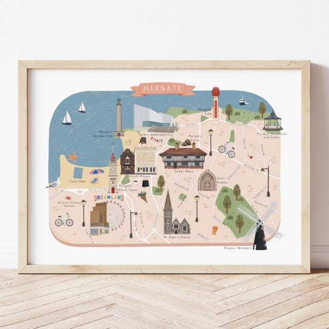 Margate Map, Illustrated Map Of Margate, Poster, Print, Art, Illustration, Gift, Travel - image 1