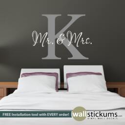 Mr. & Mrs. Monogram Wall Decal - Wedding Decor - thumbnail 1