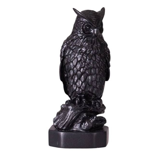 Decorative Stone Statue Figurine Owl 4'' - 10 cm Black - image 1