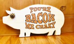 Industrial Farmhouse White Wood Pig Wall Decor - thumbnail 1